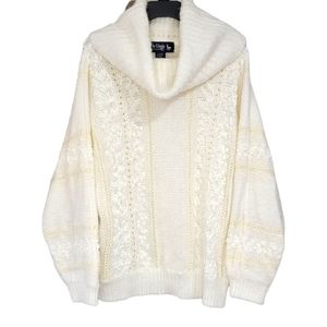 80s Vintage Le Chois Ivory Thick Knit Sweater Women's Size Large